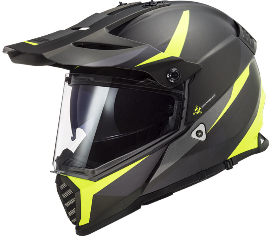 LS2 MX436 PIONEER EVO ROUTER MATT BLACK H-V YELLOW - Image 1