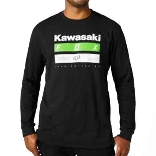 Fox Kawasaki Stripes Long Sleeve Premium Tee - Negru