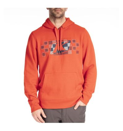 KLIM Checkered Banner Pullover Hoodie Fiery Red - Dress Blues - Image 1