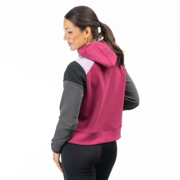 Klim Huntley Pullover 1/4 Zip Crop Hoodie Raspberry Radiance - Asphalt - Image 2