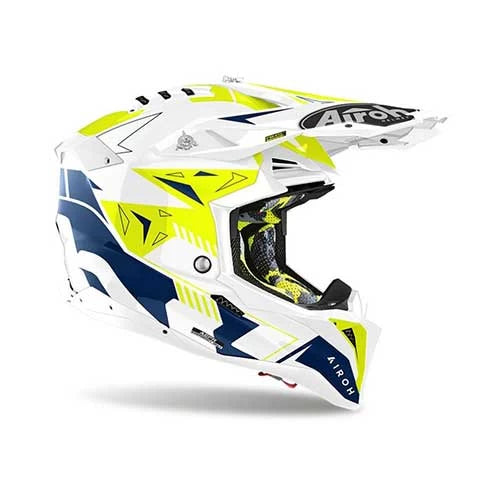 AIROH CASCA AVIATOR 3 SPIN YELLOW/BLUE GLOSS