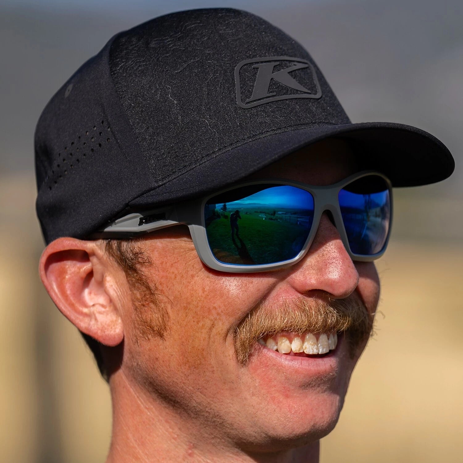 Klim Injector Sunglasses Matte Gray - Smoke Blue Mirrored