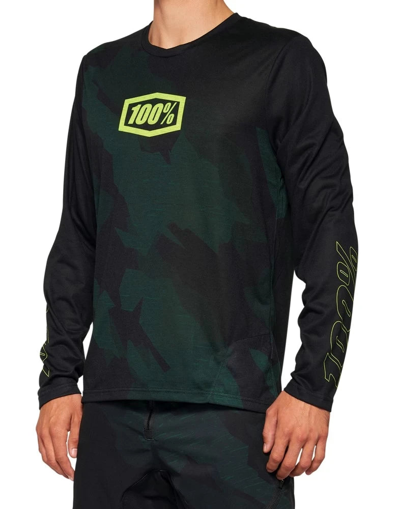 100% 100% AIRMATIC LE Long Sleeve Jersey Black Camo - Image 1