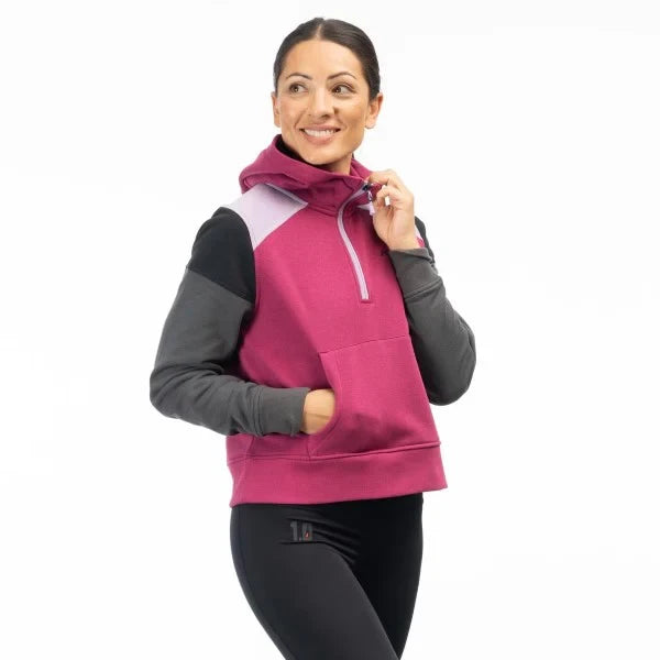 Klim Huntley Pullover 1/4 Zip Crop Hoodie Raspberry Radiance - Asphalt - Image 1