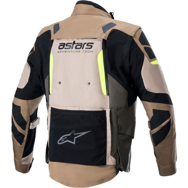 Geaca textil adventure/touring ALPINESTARS HALO DRYSTAR S Negru/Albastru/Kaki - Bej/Negru/Galben fluo
