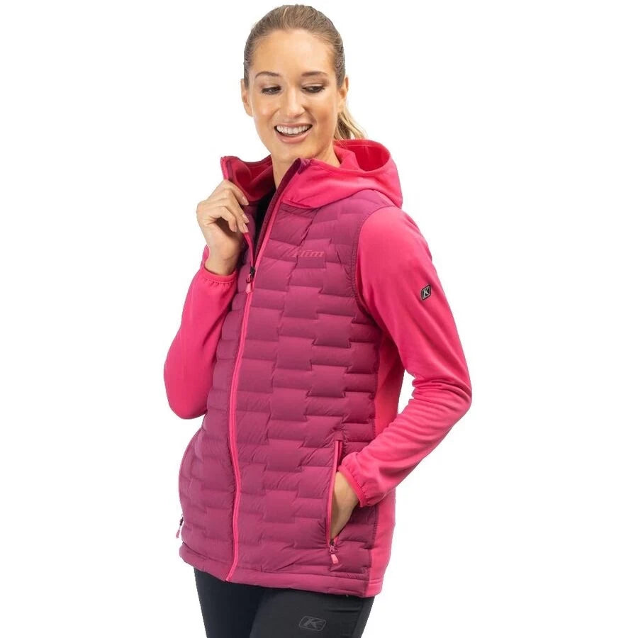 Klim Luna Stretch Down Hybrid Hoodie Raspberry Radiance - Punch Pink - Image 1