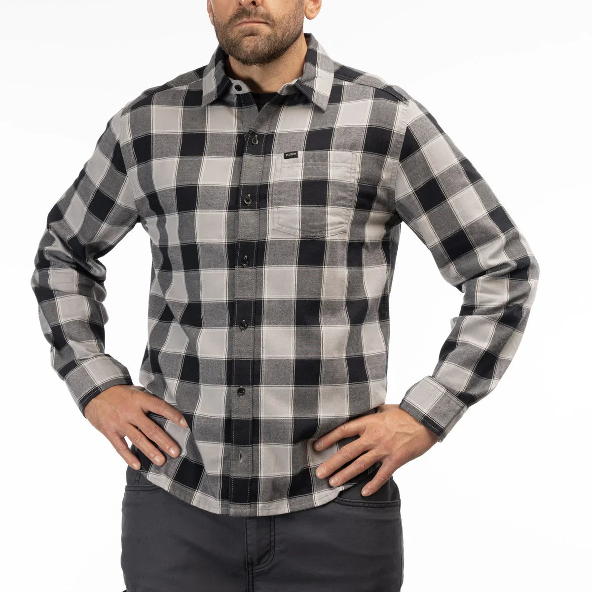 Klim Cottonwood Midweight Flannel Shirt Monument - Black - Image 1