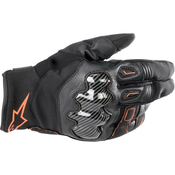 Manusi de piele sport impermeabile ALPINESTARS SMX-1 Drystar S Negru/Rosu fluo - Negru/Rosu fluo