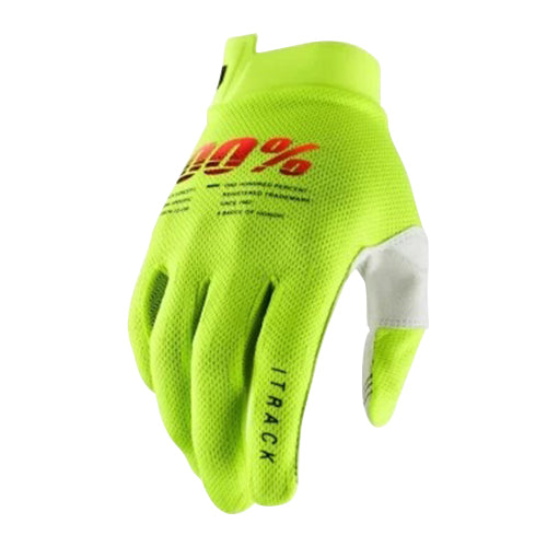 100% ITRACK Gloves Fluo Yellow - Image 1
