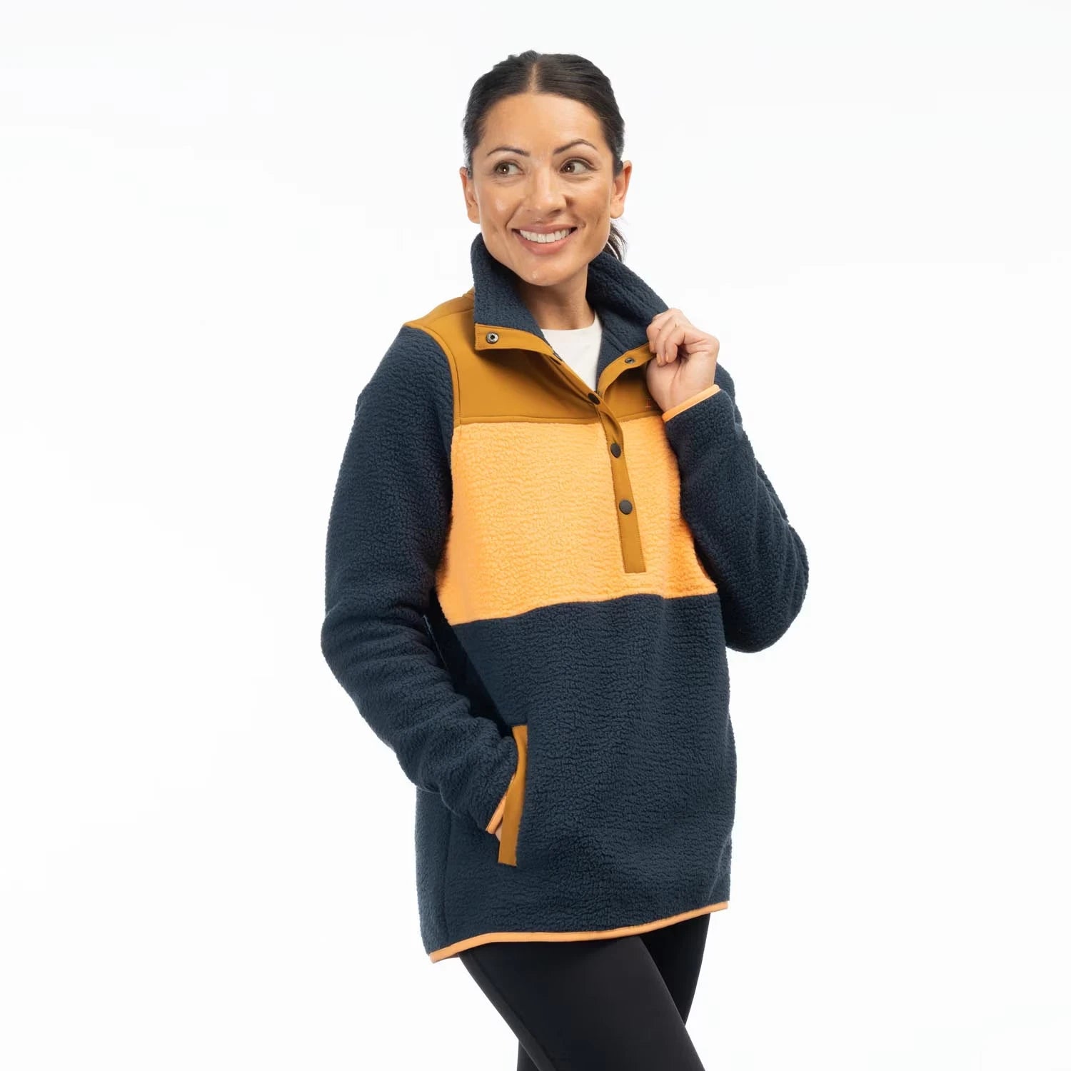 Klim High Pile Mountain Fleece Pullover Dress Blues - Mock Orange - Image 1