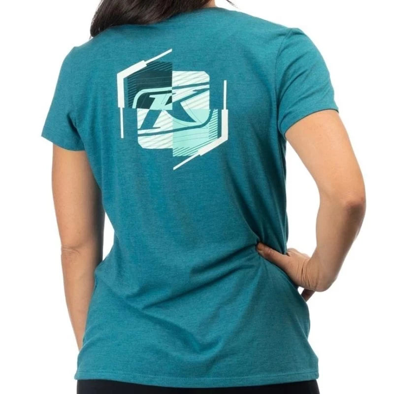 Klim K Shield Crest Tri-blend Tee Heathered Teal - Electric Green - Image 2