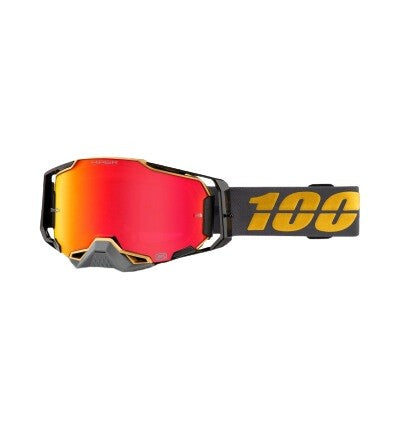 100% OCHELARI 100% ARMEGA Falcon5 BLACK/GOLD HiPER Red Mirror Goggles - Image 1