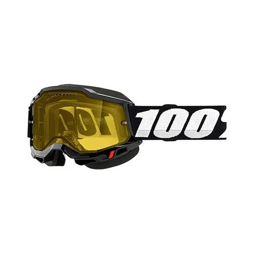 100% ACCURI 2 SNOWMOBILE Goggle Black - Yellow Lens - Image 1