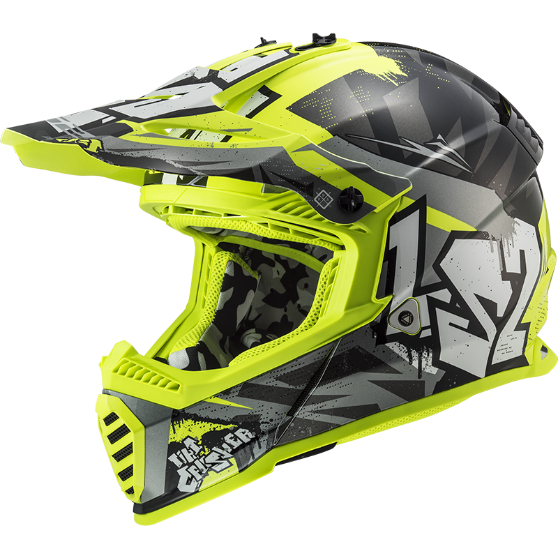 LS2 MX437 FAST EVO CRUSHER BLACK H-V YELLOW - Image 1
