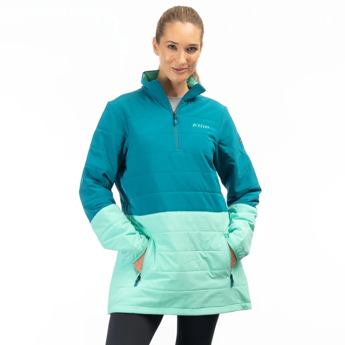 Klim Soteria Insulated Pullover Deep Lagoon - Electric Green - Image 1
