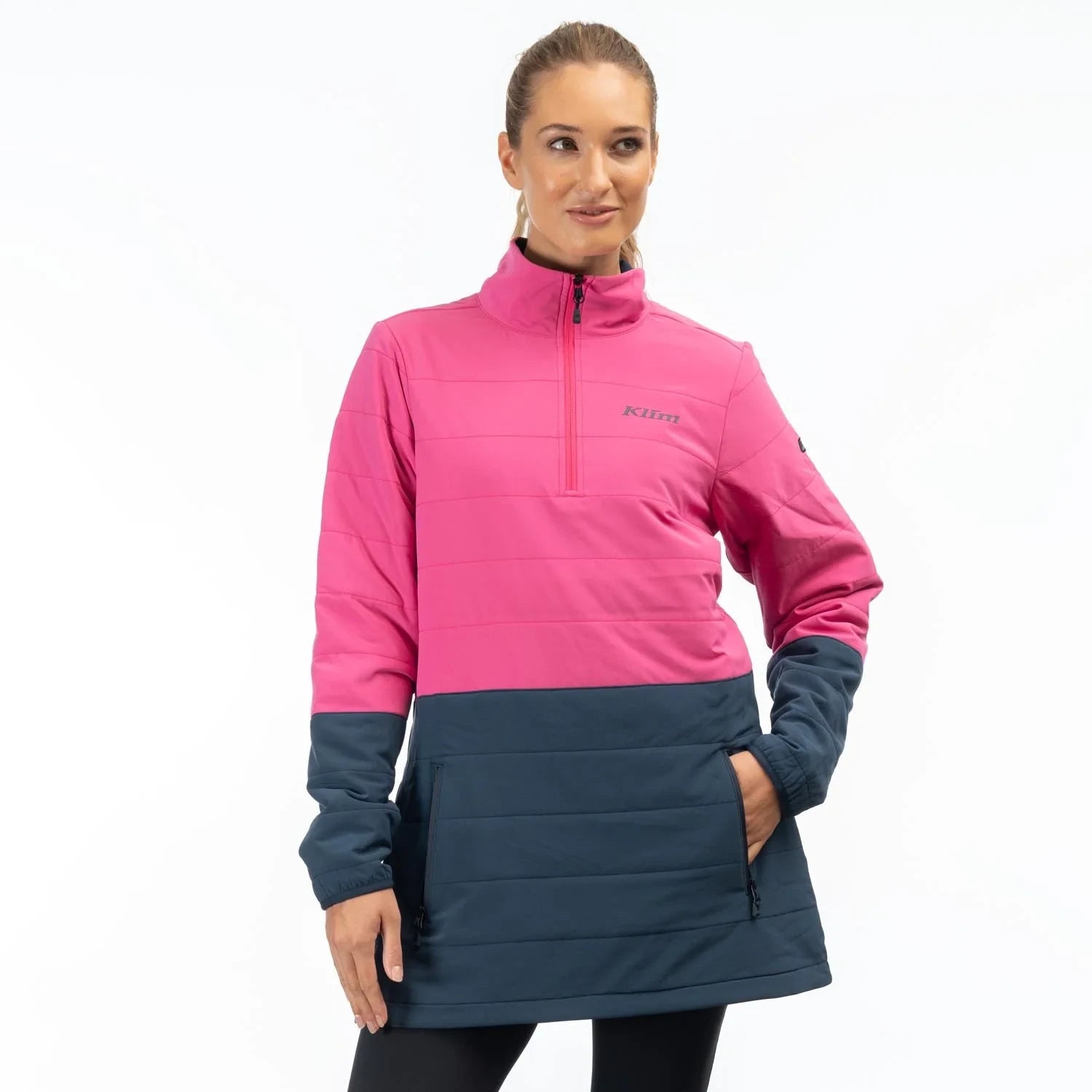 Klim Soteria Insulated Pullover Punch Pink - Dress Blues - Image 1