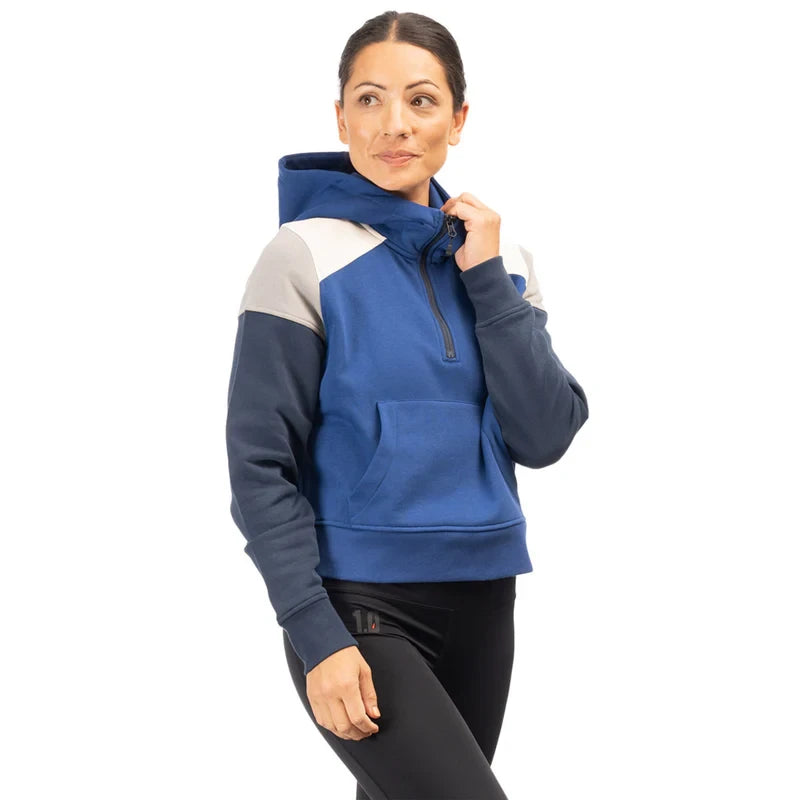 Klim Huntley Pullover 1/4 Zip Crop Hoodie Mazarine Blue - Dress Blues - Image 1