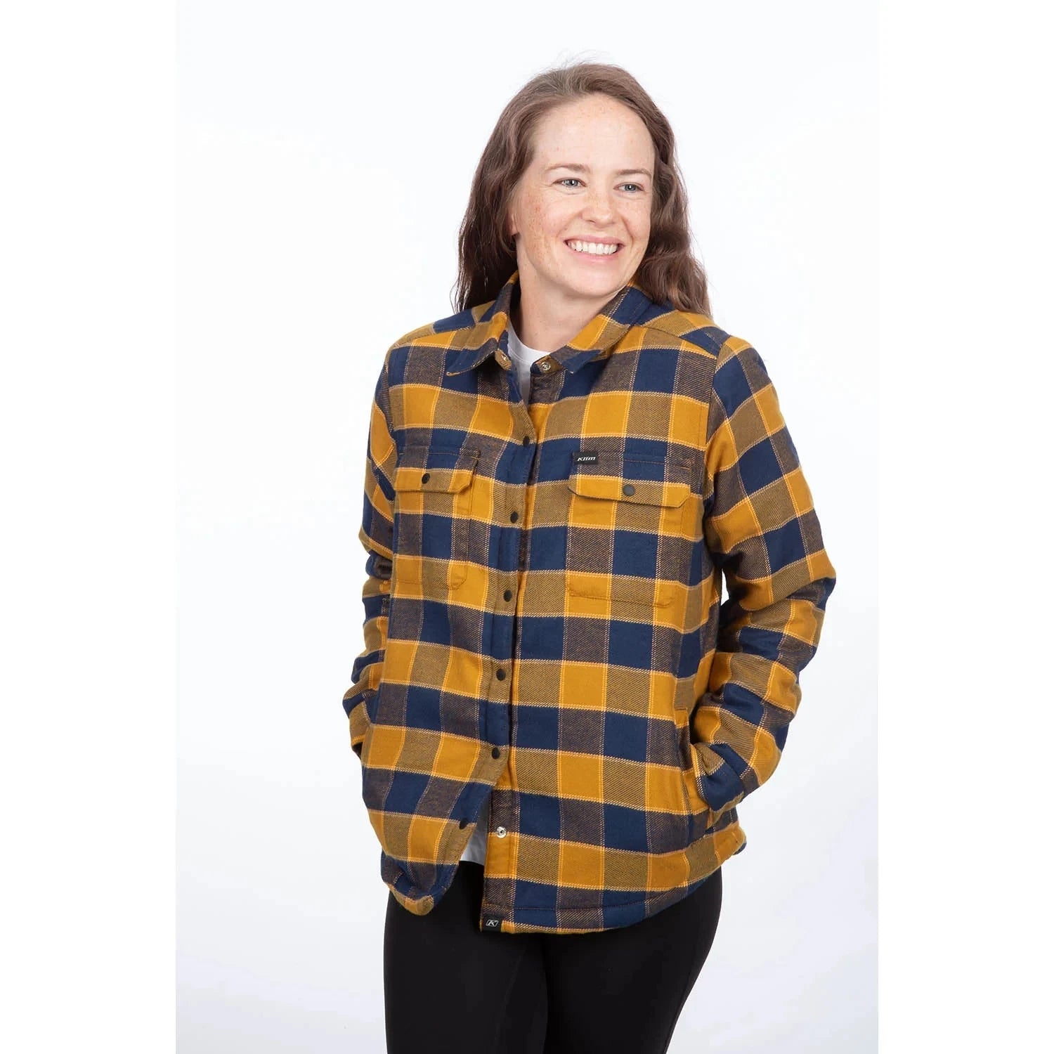 Klim Clouds Rest Fleece Lined Flannel Shirt Golden Brown - Dress Blues - Image 1