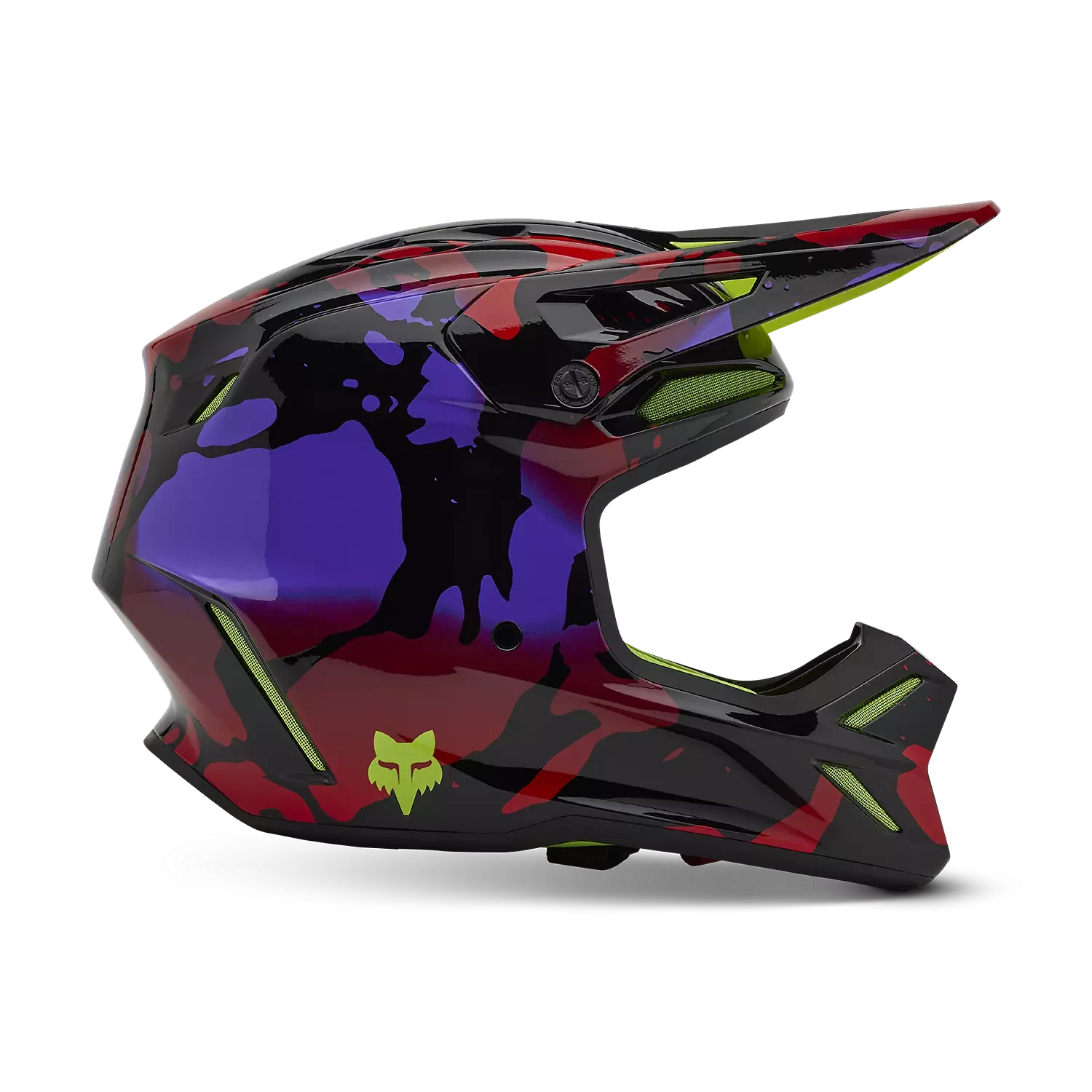 FOX Racing V3 THROTTLE HELMET [FLO YLW] - Image 2