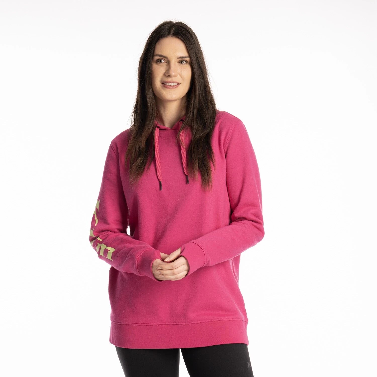 Klim Mariposa Long Pullover Hoodie Fuchsia Red - Shadow Lime - Image 1