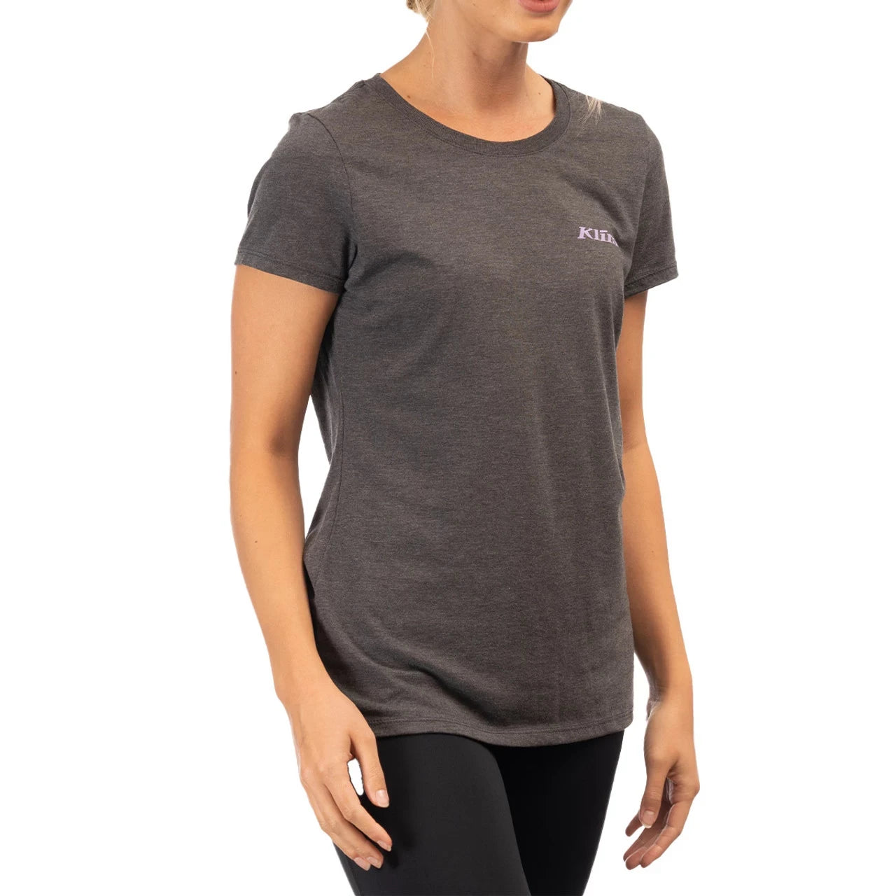 Klim K Shield Crest Tri-blend Tee Heathered Charcoal - Lavender Heist - Image 1