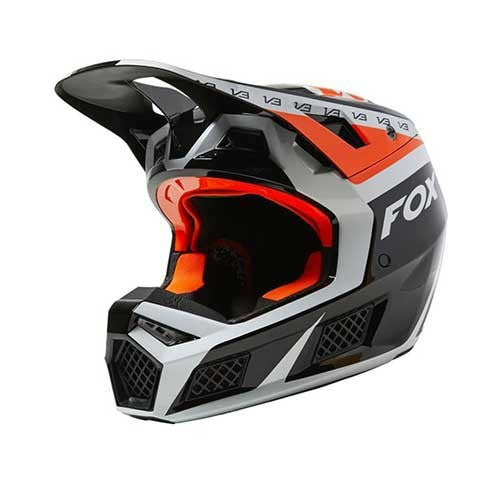 FOX V3 RS DVIDE HELMET, ECE [BLK/WHT/ORG] - Image 1