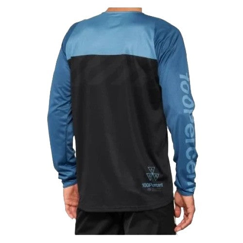 100% R-CORE Long Sleeve Jersey Black/Slate Blue - Image 2