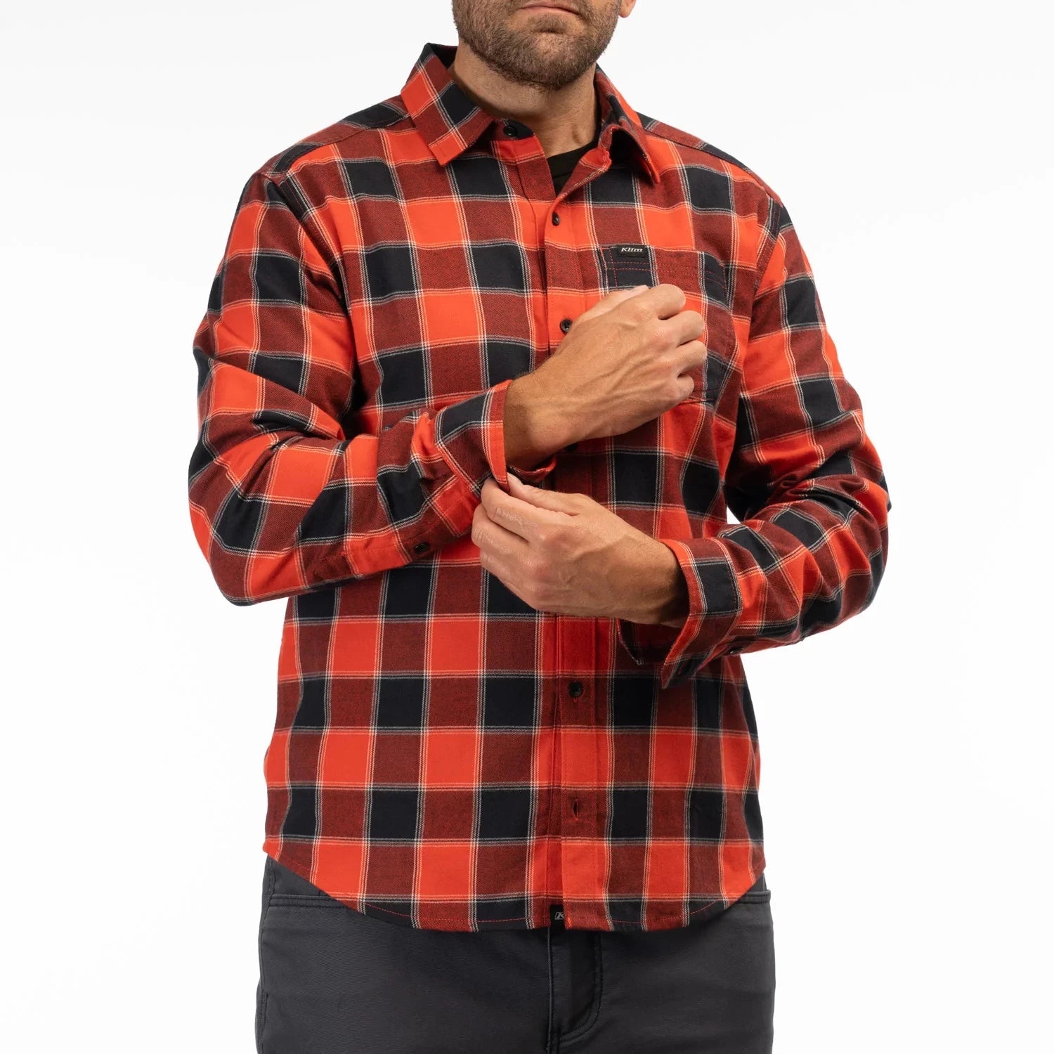 Klim Cottonwood Midweight Flannel Shirt Chili Pepper - Black - Image 2