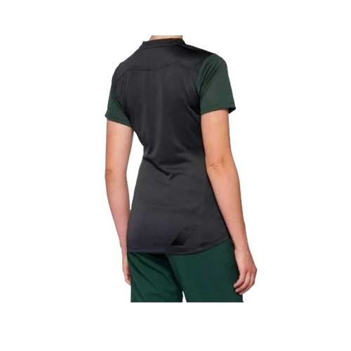 100% RIDECAMP Womens Short Sleeve Jersey Charcoal/Forest Green - Image 2