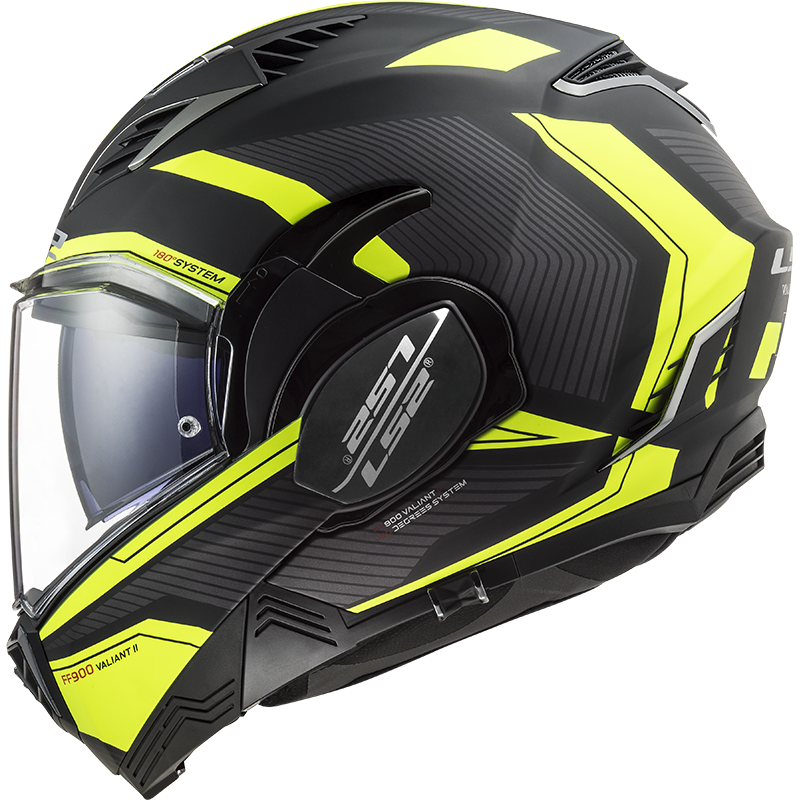 LS2 FF900 VALIANT II REVO MATT BLACK H-V YELLOW - Image 3