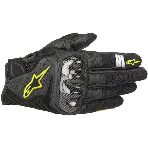 Manusi de piele vara Alpinestars SMX-1 AIR V2 Negru - Negru/Galben fluo