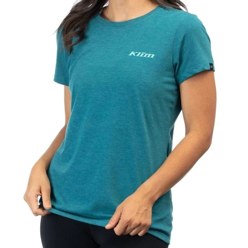 Klim K Shield Crest Tri-blend Tee Heathered Teal - Electric Green - Image 1