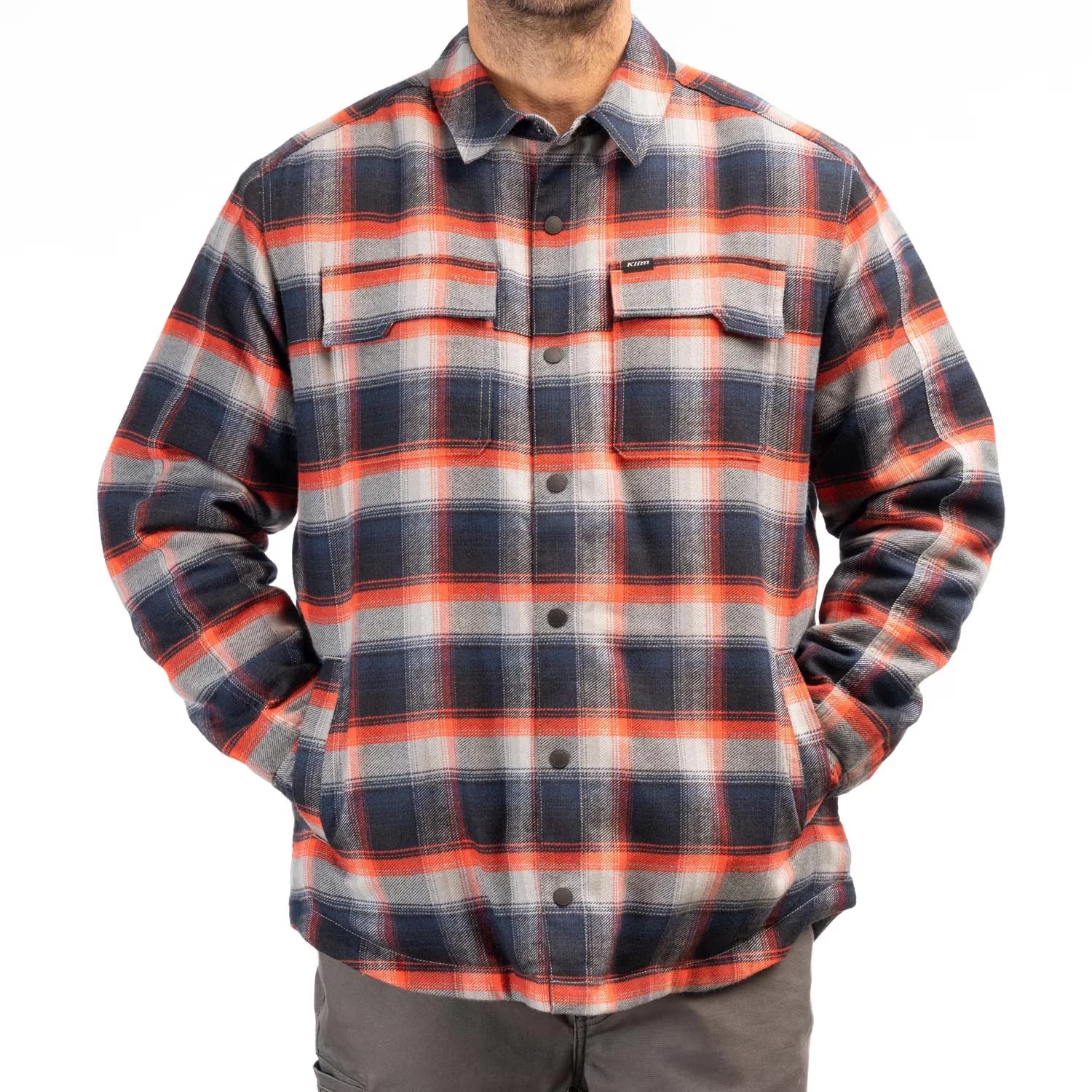 Klim Bridger Fleece Lined Flannel Shirt Fiery Red - Imperial Blue - Image 1