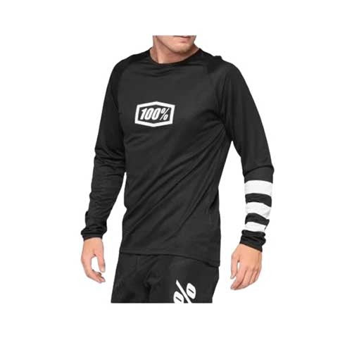 100% R-CORE Long Sleeve Jersey Black/White - Image 1