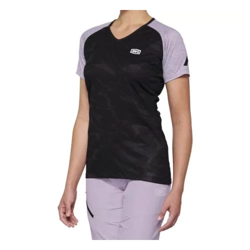 100% AIRMATIC Womens Short Sleeve Jersey Black/Lavender - Image 1