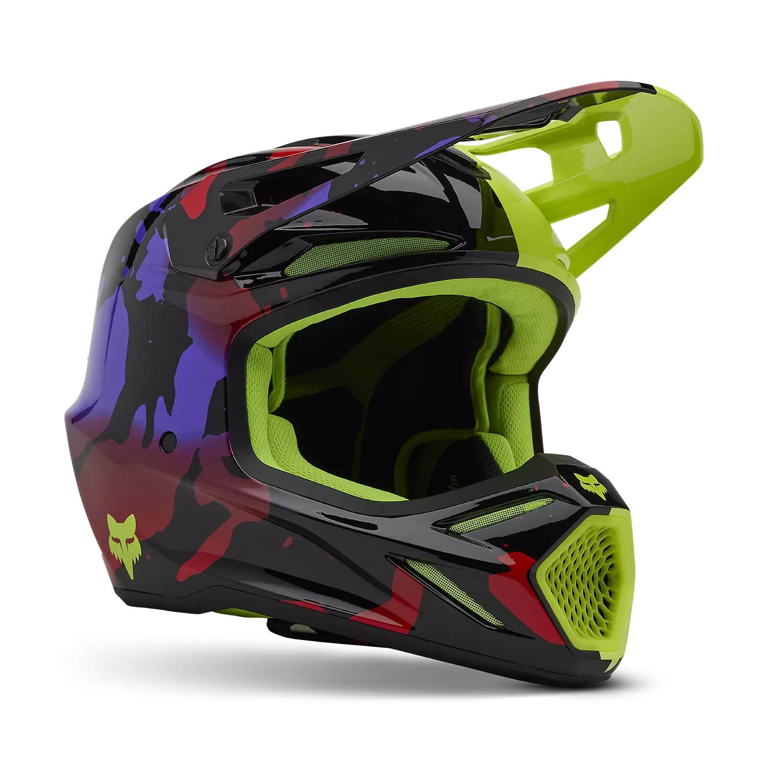 FOX Racing V3 THROTTLE HELMET [FLO YLW] - Image 1